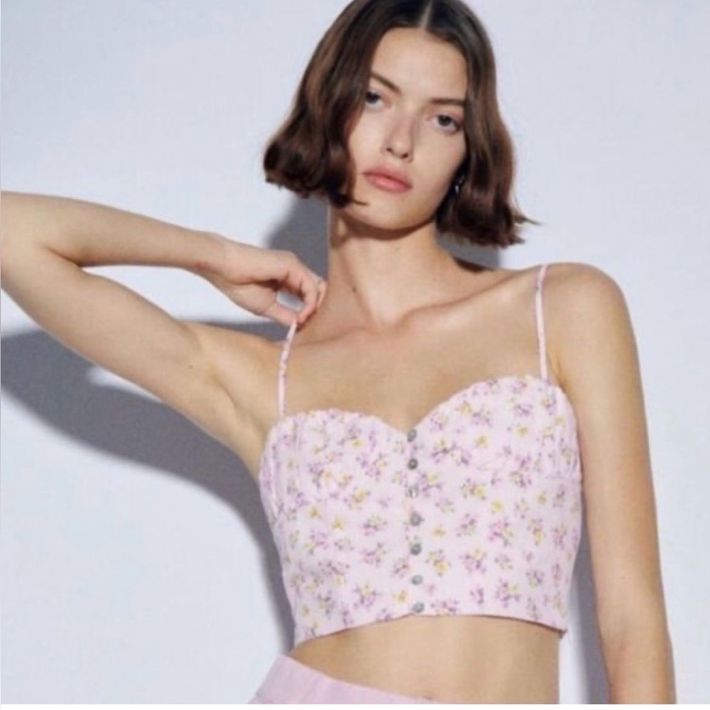 Zara Floral Crop Top Size Small